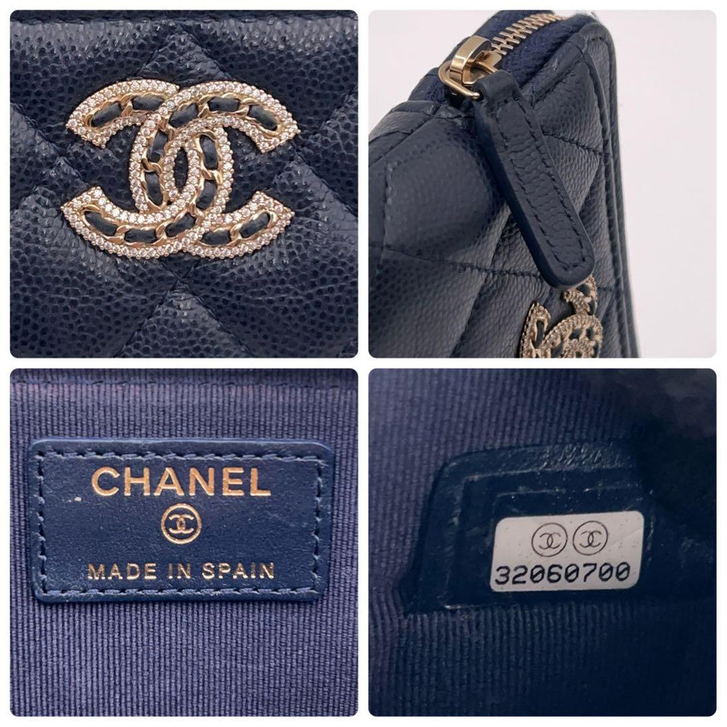 Chanel Quilted Caviar Leather Coin Case Card Holder CC Logo — view 8