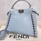 Fendi Mini Peekaboo Leather 2-Way Handbag Blue