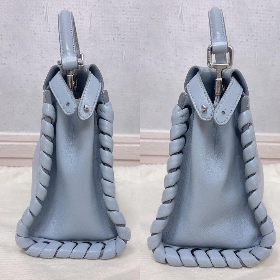 Fendi Mini Peekaboo Leather 2-Way Handbag Blue — view 4