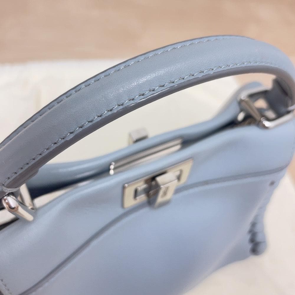 Fendi Mini Peekaboo Leather 2-Way Handbag Blue — view 7