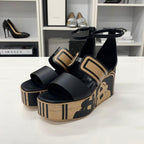 Hermes Charis Leather Wedge Sole Sandals — view 3