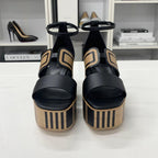 Hermes Charis Leather Wedge Sole Sandals — view 4