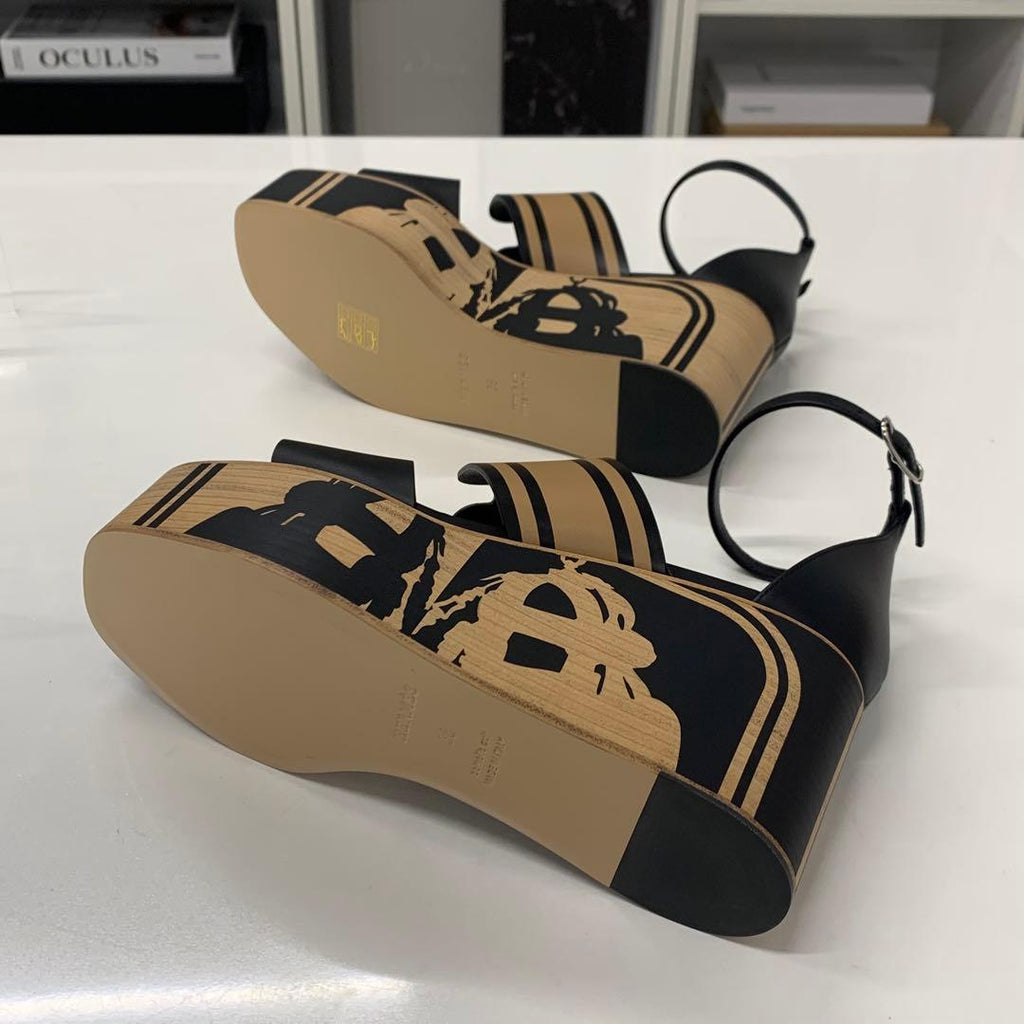 Hermes Charis Leather Wedge Sole Sandals — view 7