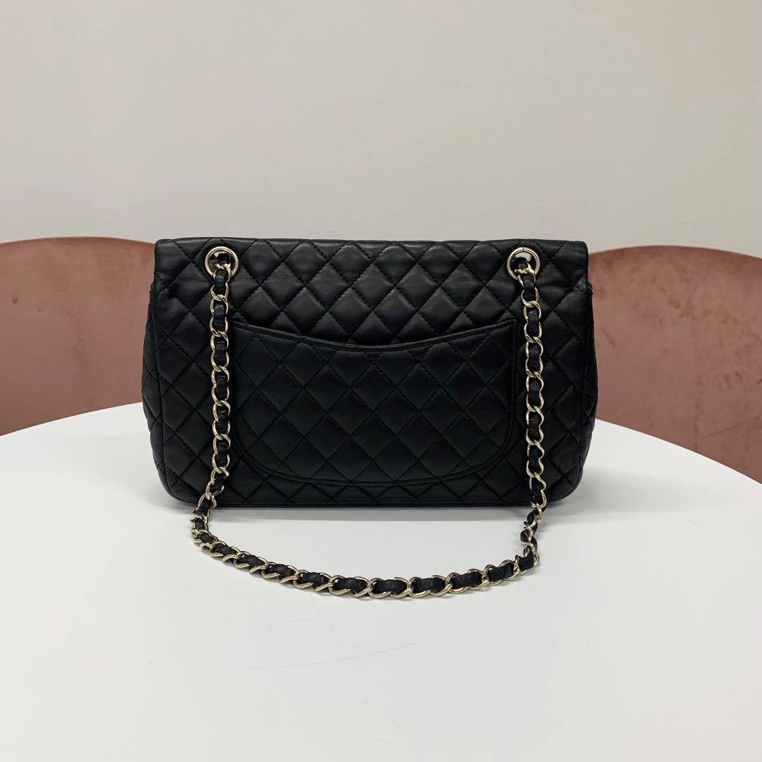 Chanel Coco Mark Quilted Lambskin Double Chain Shoulder Bag