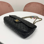 Chanel Coco Mark Quilted Lambskin Double Chain Shoulder Bag