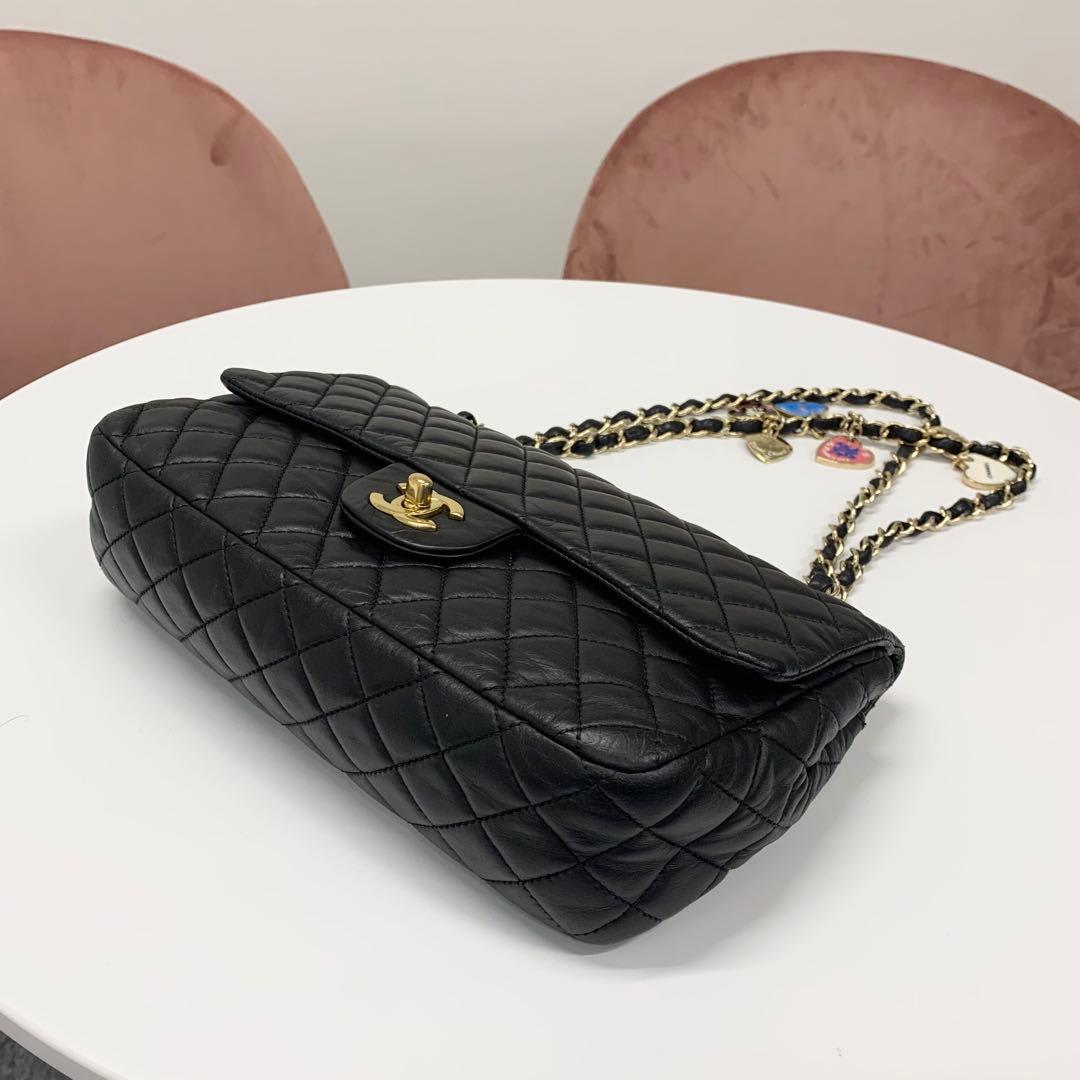 Chanel Coco Mark Quilted Lambskin Double Chain Shoulder Bag