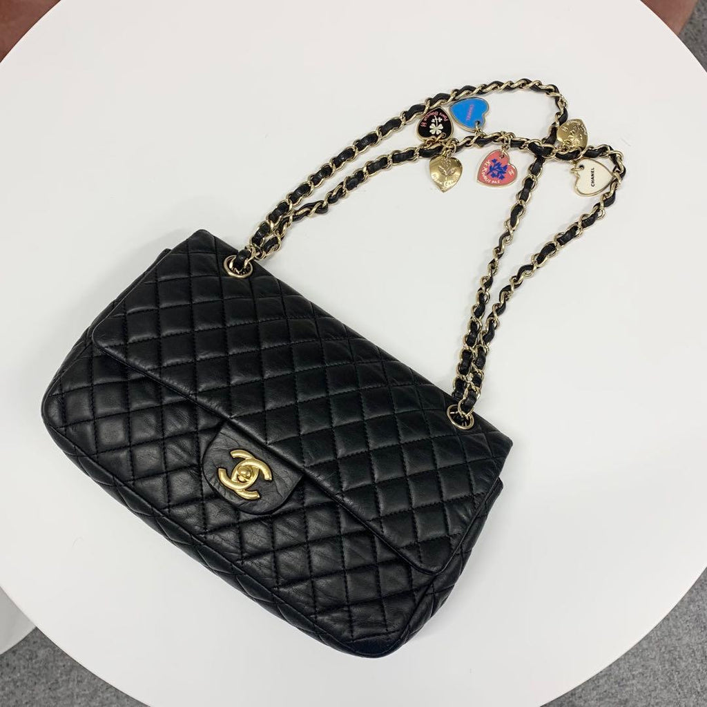 Chanel Coco Mark Quilted Lambskin Double Chain Shoulder Bag