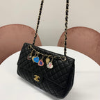 Chanel Coco Mark Quilted Lambskin Double Chain Shoulder Bag