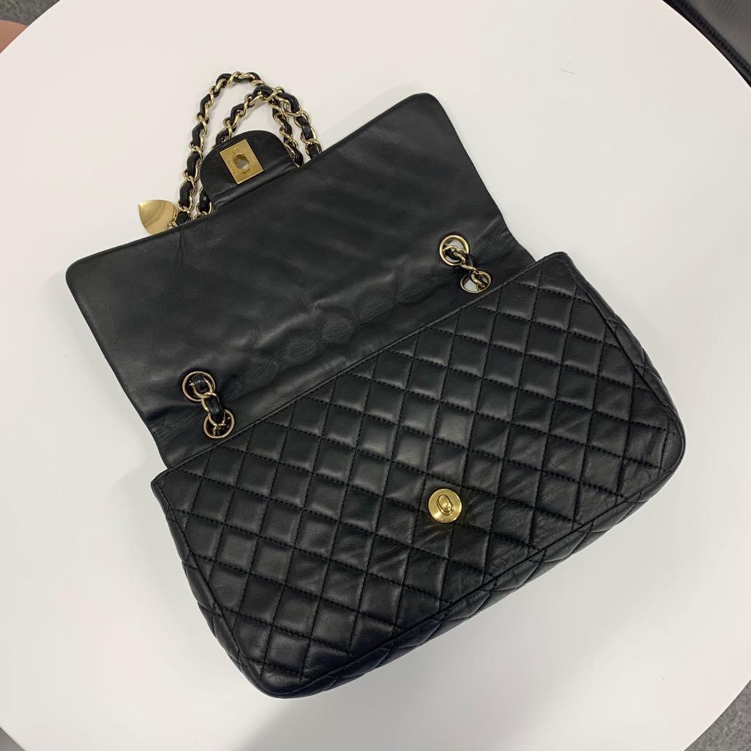 Chanel Coco Mark Quilted Lambskin Double Chain Shoulder Bag