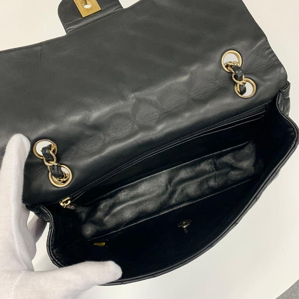 Chanel Coco Mark Quilted Lambskin Double Chain Shoulder Bag