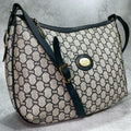 Gucci GG Shoulder Bag Navy Beige Leather Logo