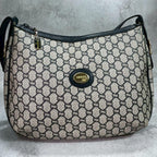 Gucci GG Shoulder Bag Navy Beige Leather Logo — view 2