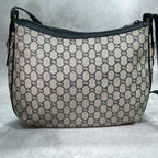 Gucci GG Shoulder Bag Navy Beige Leather Logo — view 3
