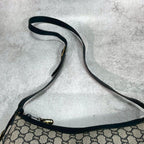 Gucci GG Shoulder Bag Navy Beige Leather Logo — view 4