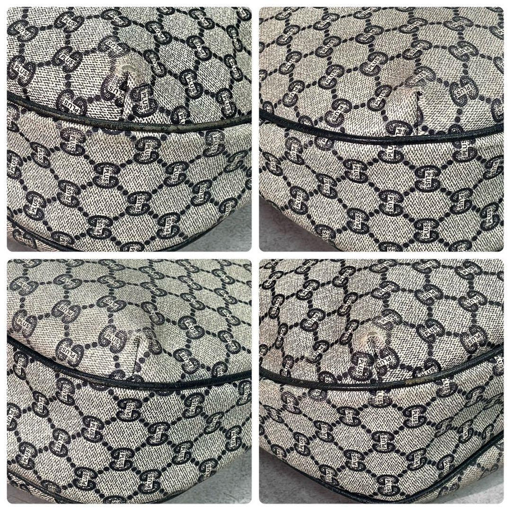 Gucci GG Shoulder Bag Navy Beige Leather Logo — view 9