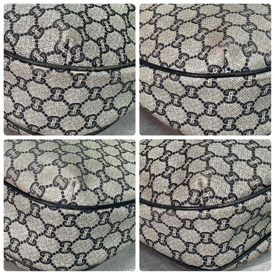 Gucci GG Shoulder Bag Navy Beige Leather Logo — view 9