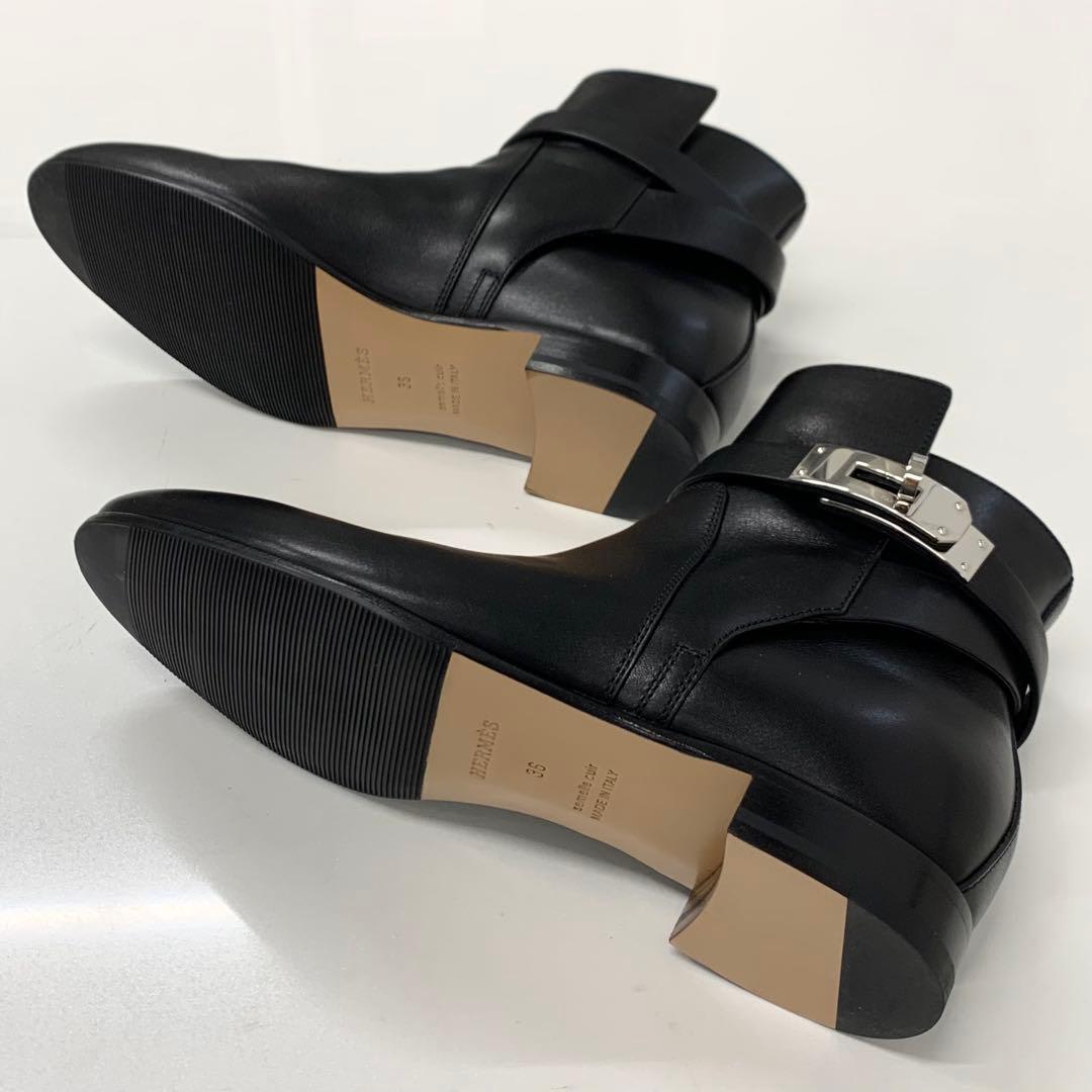 Hermes Neo Leather Kelly Hardware Short Boots Black — view 7