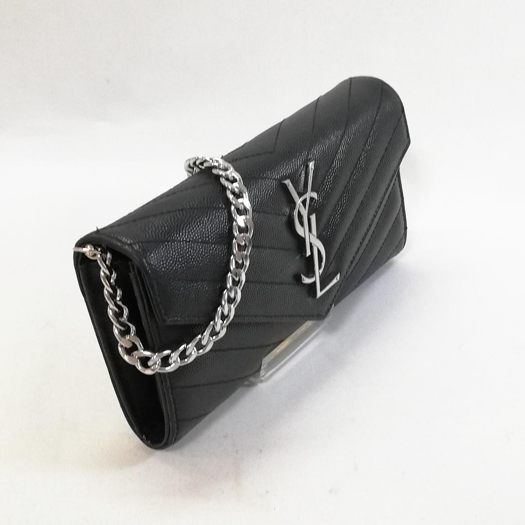 Saint Laurent Wallet Matelasse Stitch Flap Caviar — view 2