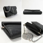 Saint Laurent Wallet Matelasse Stitch Flap Caviar — view 3
