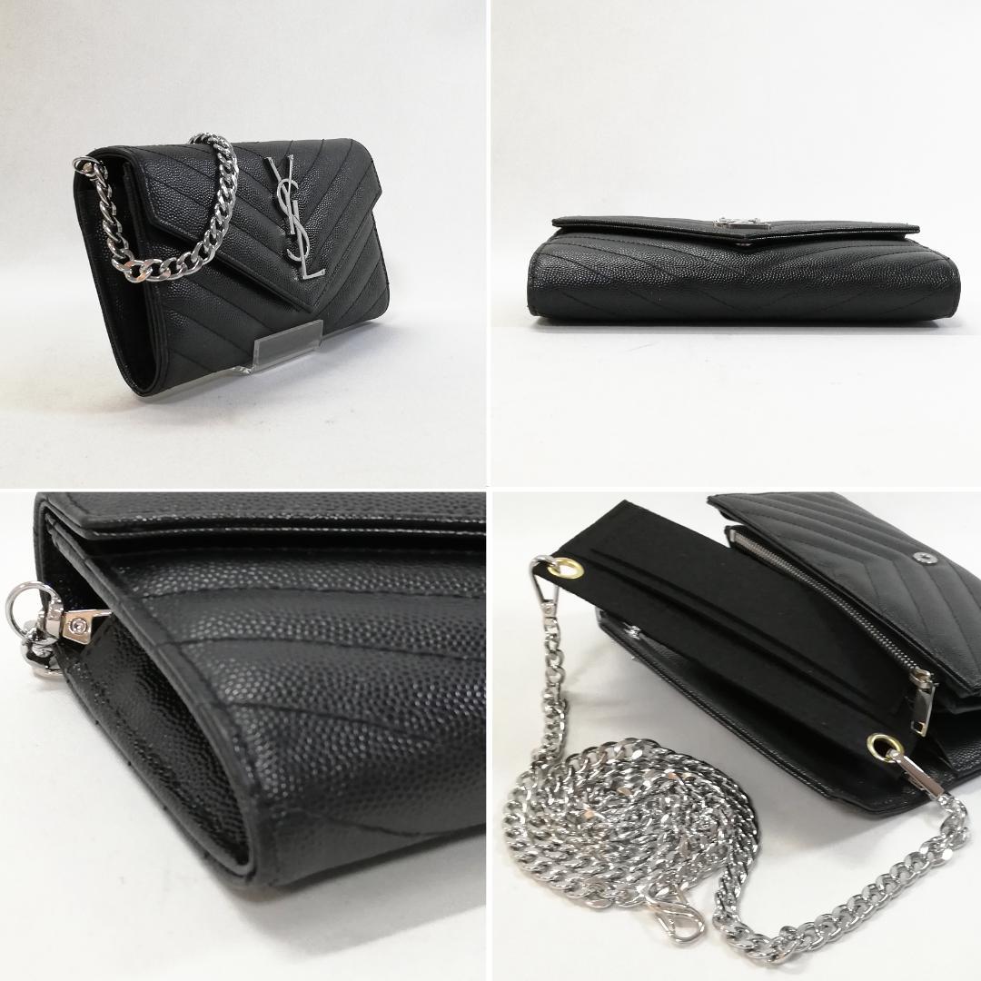 Saint Laurent Wallet Matelasse Stitch Flap Caviar — view 3
