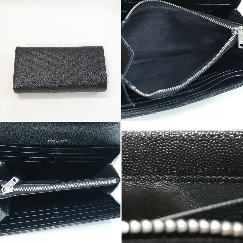 Saint Laurent Wallet Matelasse Stitch Flap Caviar — view 4