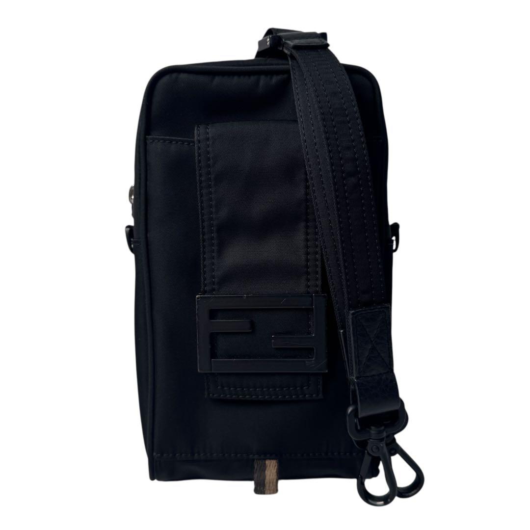 Fendi Baguette Phone Pouch Nylon Shoulder Bag Black — view 2