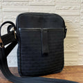 Dior All Over Print Vintage Canvas Leather Shoulder Bag Black