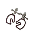 Hermes Tonner Earrings Metal Lacquer Silver
