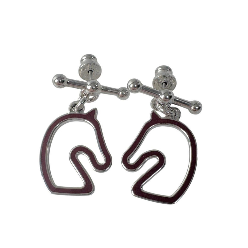 Hermes Tonner Earrings Metal Lacquer Silver — view 2