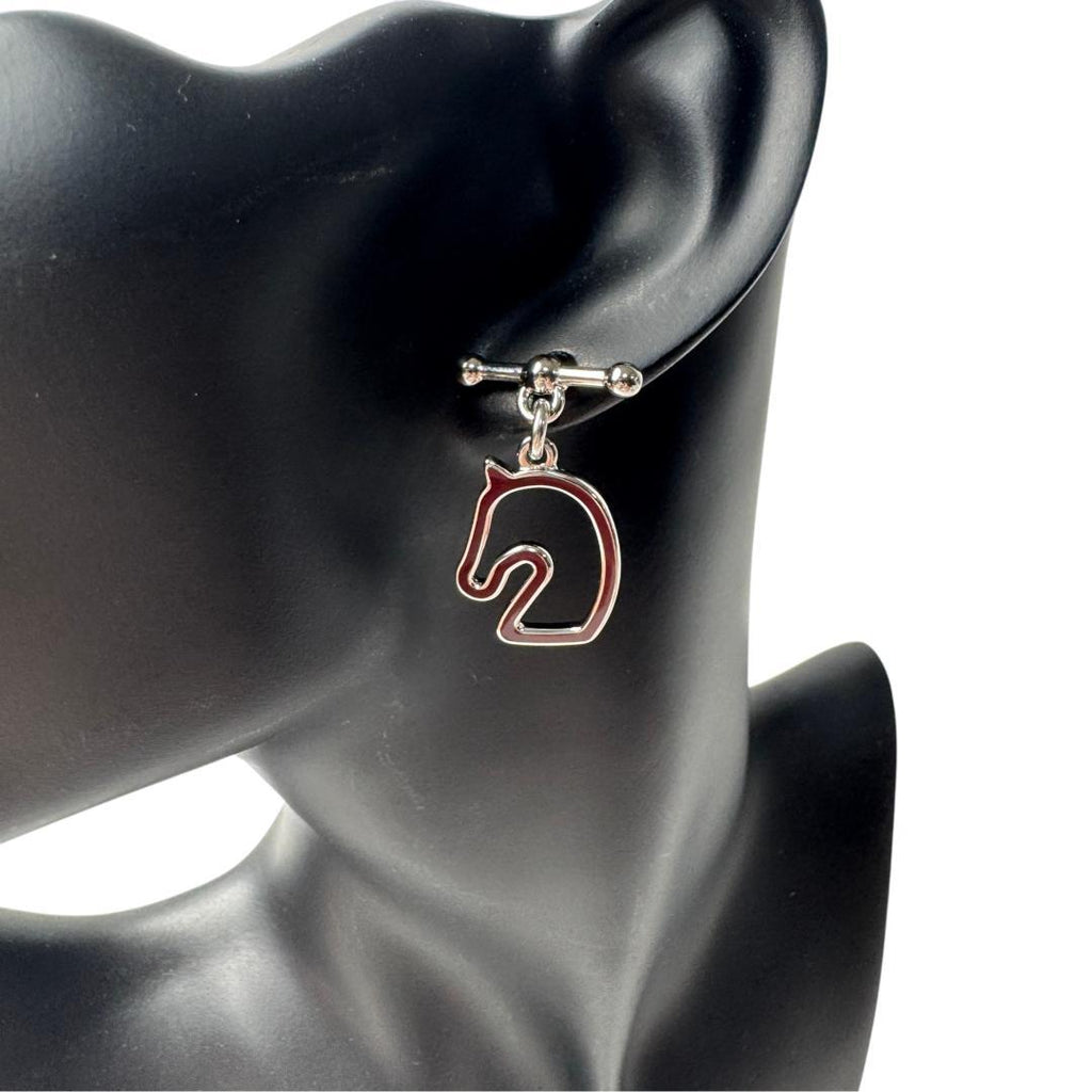 Hermes Tonner Earrings Metal Lacquer Silver — view 3