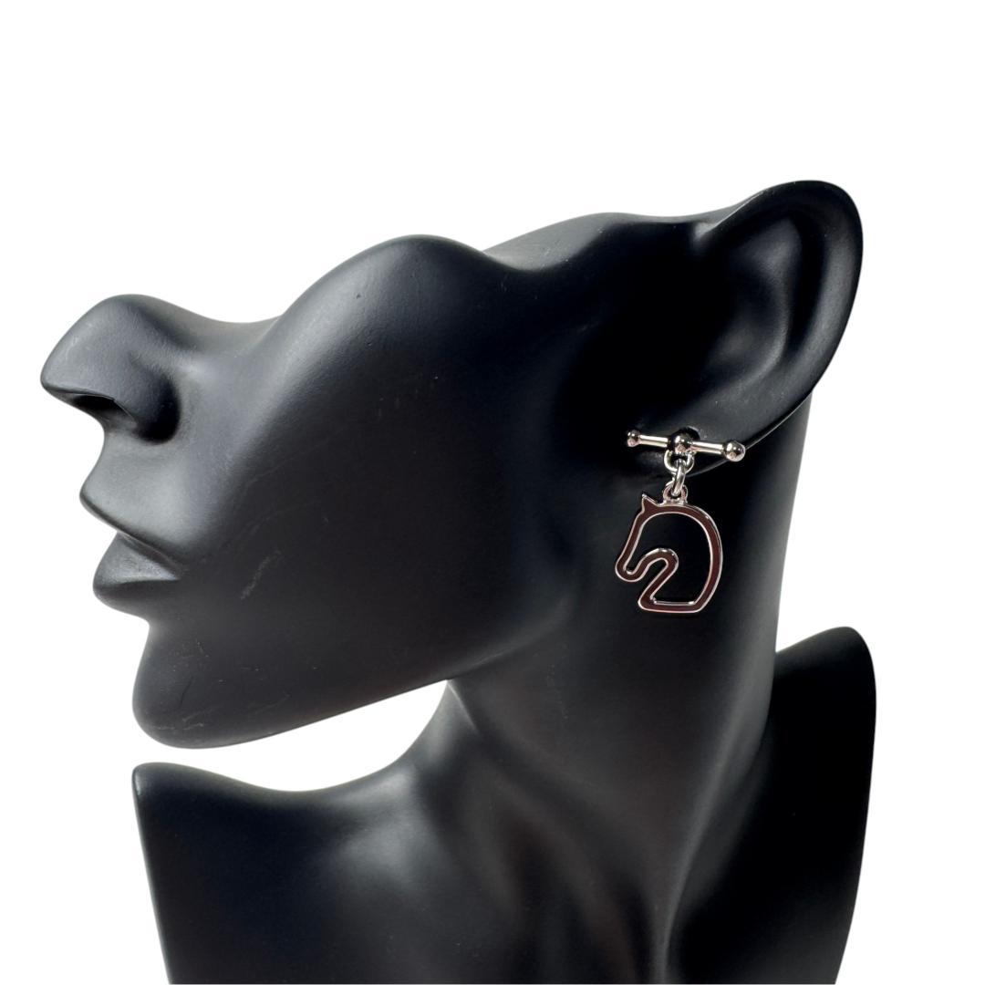 Hermes Tonner Earrings Metal Lacquer Silver — view 4