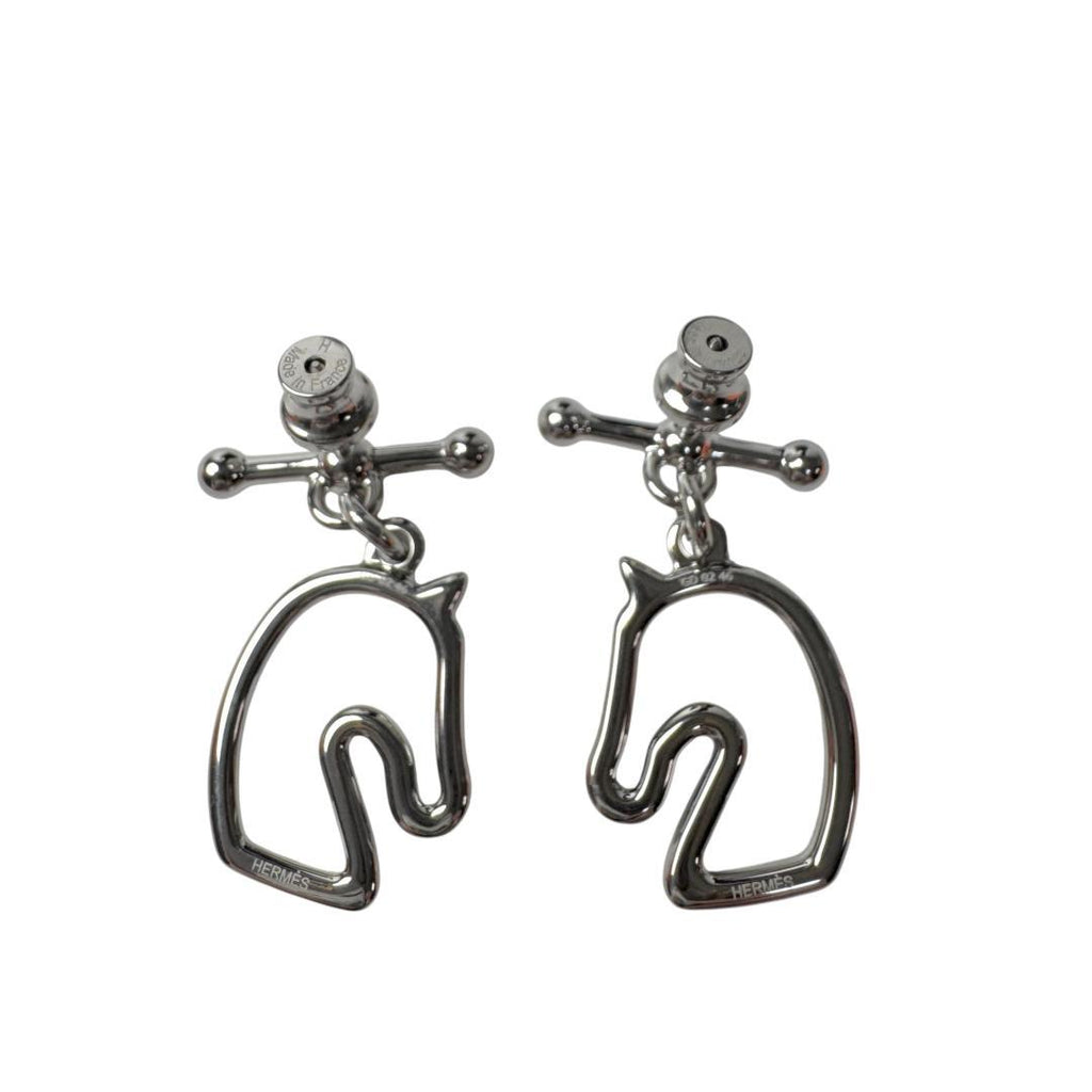 Hermes Tonner Earrings Metal Lacquer Silver — view 5