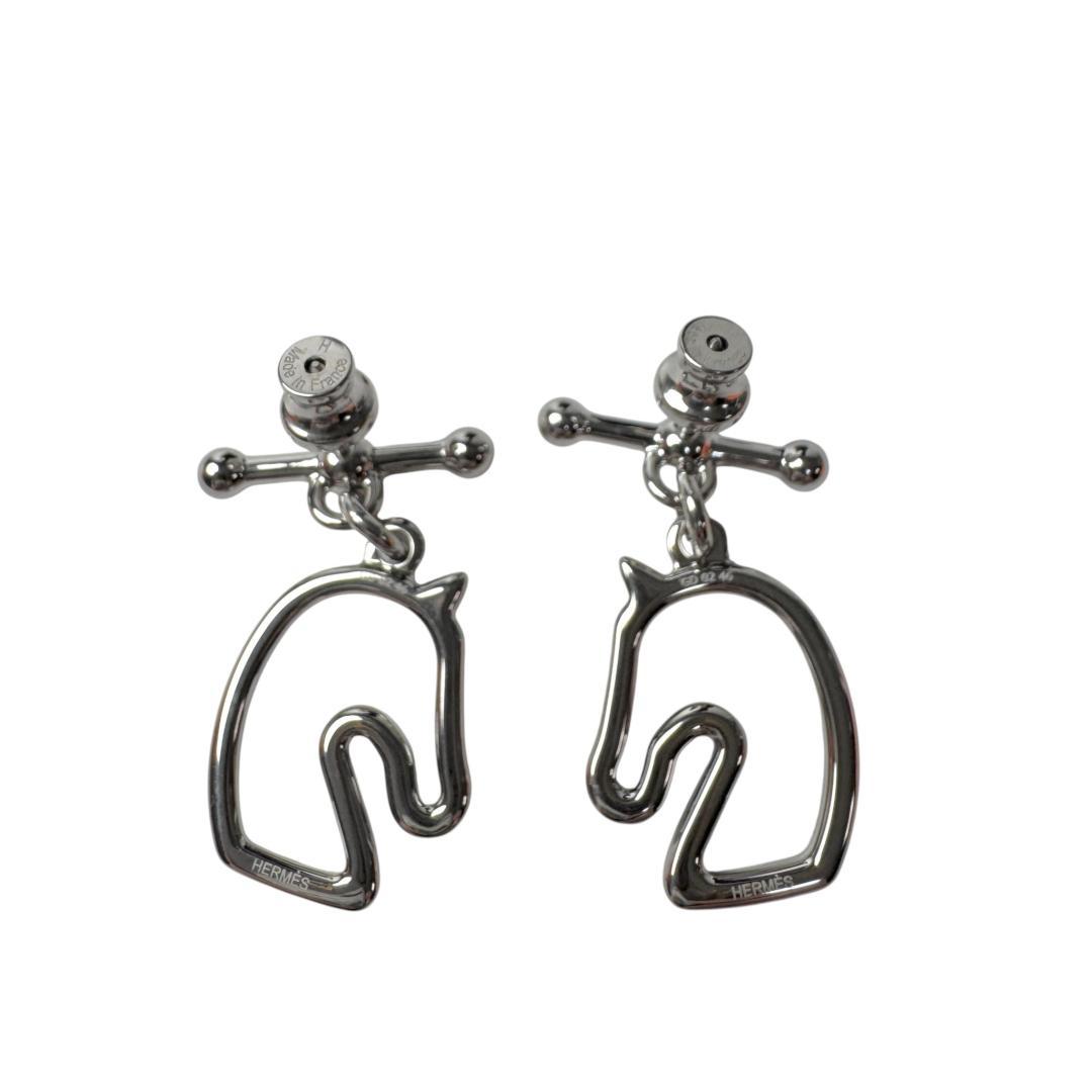 Hermes Tonner Earrings Metal Lacquer Silver — view 5