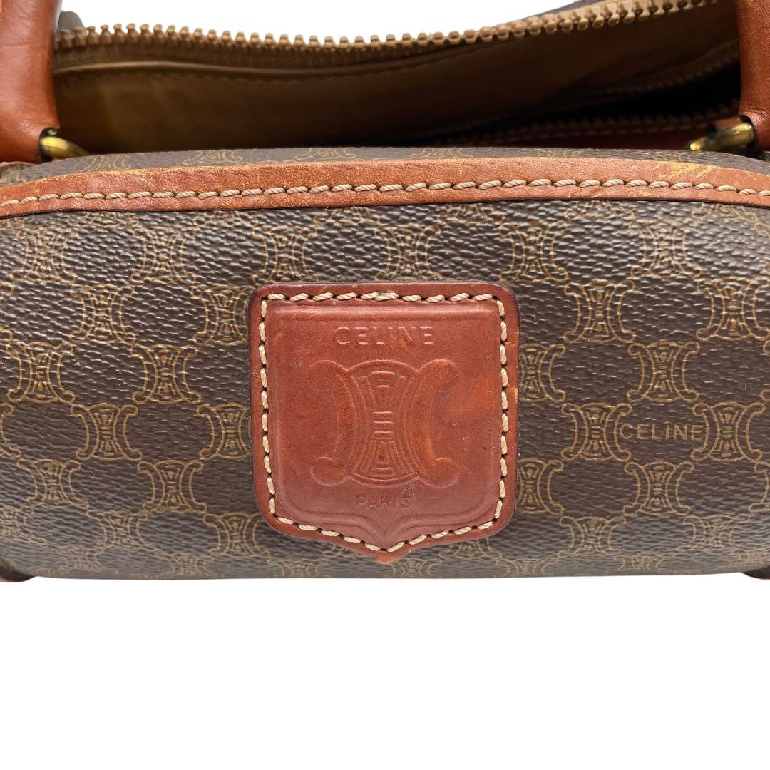 Celine Leather Macadam Triomphe Hand Boston Bag Brown — view 9