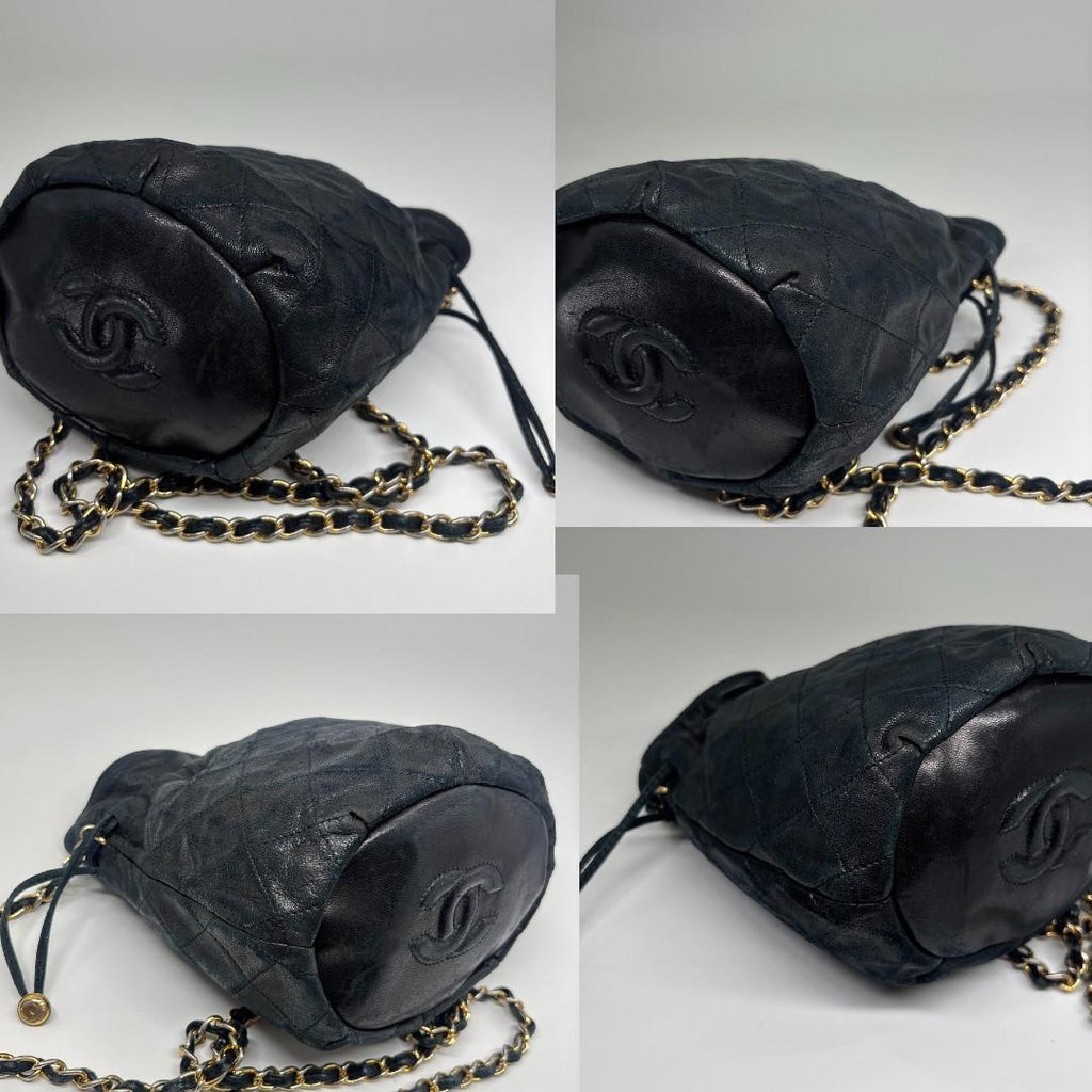 Chanel Drawstring Shoulder Bag Black Gold — view 8