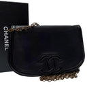 Chanel Lambskin CC Logo Chain Shoulder Bag Black