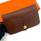 Hermes Dogon GM Togo Wallet Brown Silver Leather