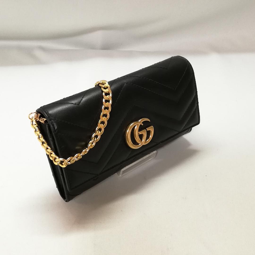 Gucci GG Marmont Chain Wallet Black Gold — view 2