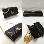 Gucci GG Marmont Chain Wallet Black Gold — view 3