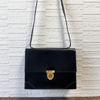 Celine Leather Gold Flap Shoulder Bag Black — view 3