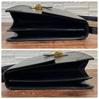Celine Leather Gold Flap Shoulder Bag Black — view 4