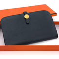 Hermes Dogon GM Togo Wallet Gray Silver Leather