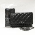 Chanel Lambskin Chain Wallet CC Logo Black Shoulder