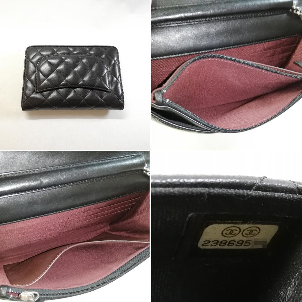 Chanel Lambskin Chain Wallet CC Logo Black Shoulder — view 4