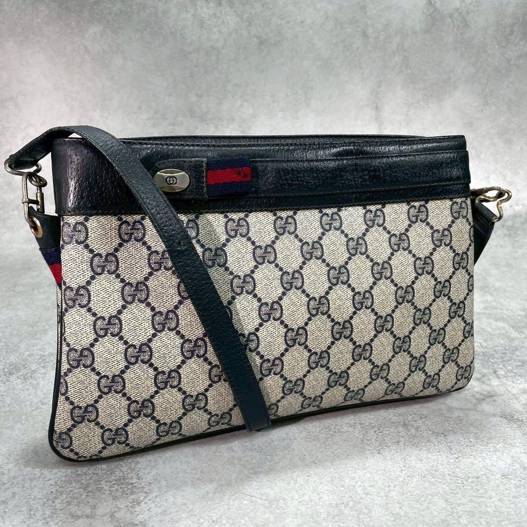 Gucci GG Sherry Line Shoulder Bag Navy Leather