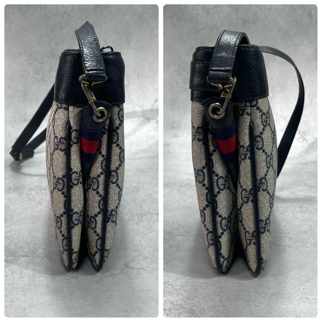 Gucci GG Sherry Line Shoulder Bag Navy Leather — view 7