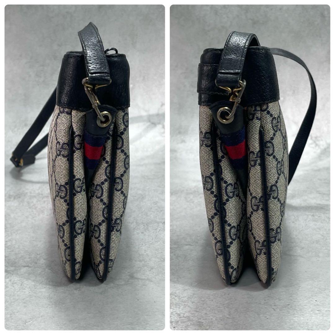 Gucci GG Sherry Line Shoulder Bag Navy Leather — view 7