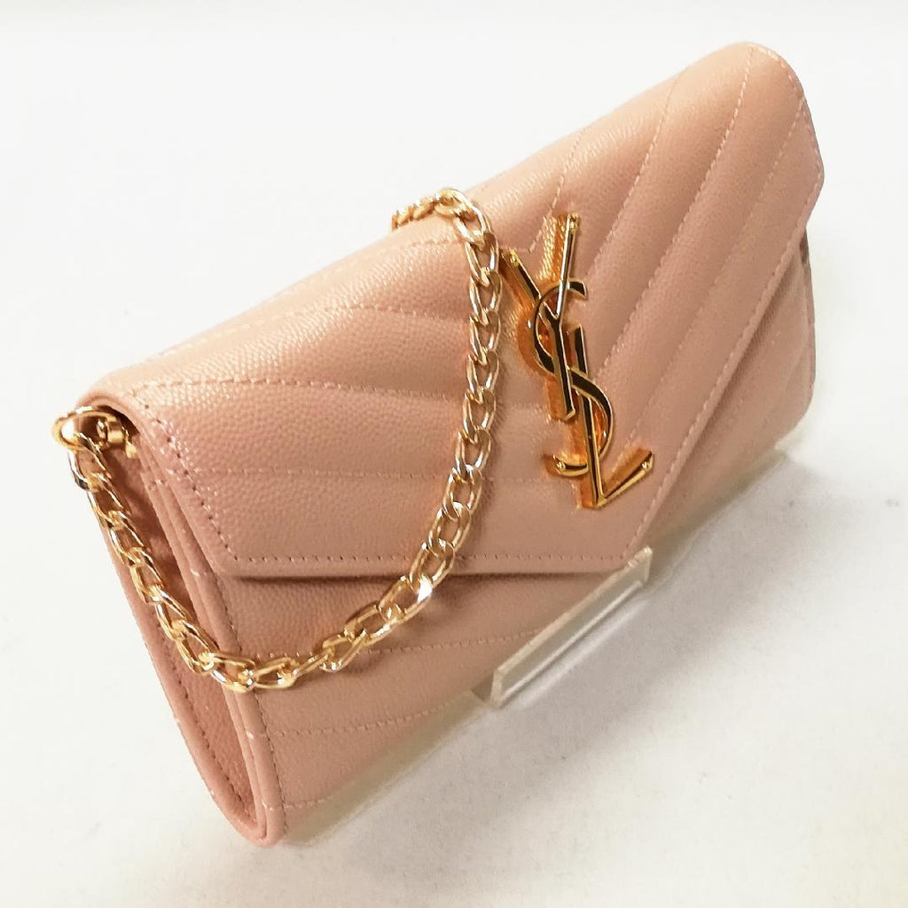 Saint Laurent Long Wallet Chain Shoulder Pink — view 2