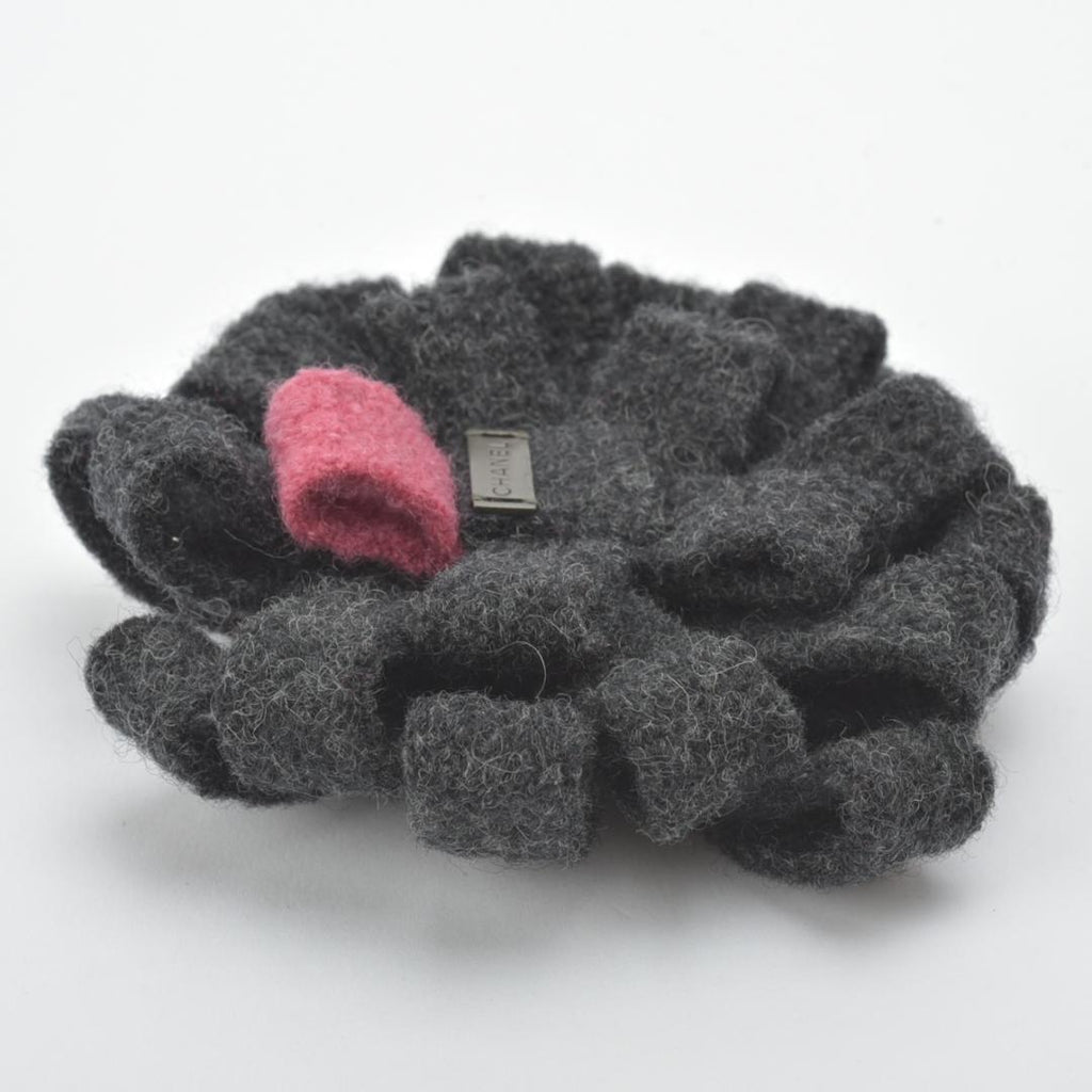 Chanel Flower Brooch Corsage Tweed Gray Black — view 5