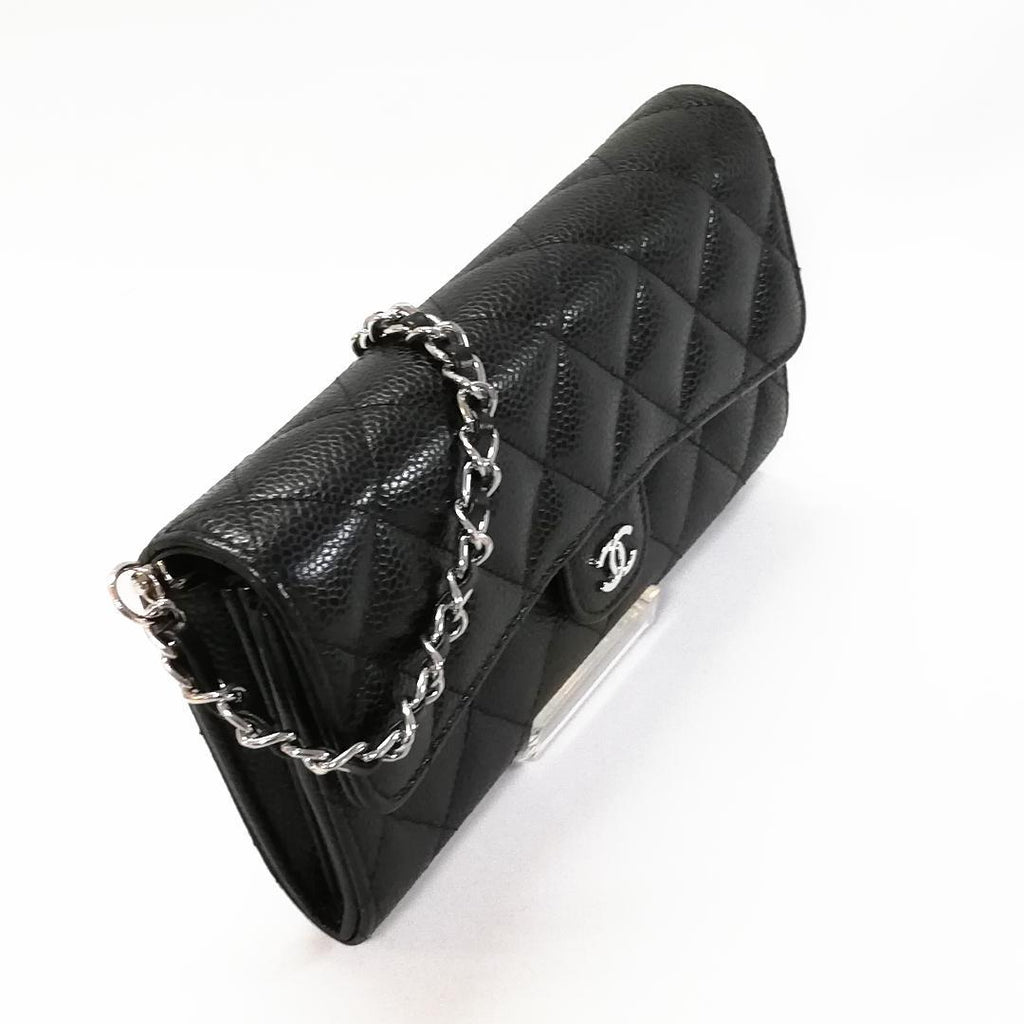 Chanel Wallet Caviar Leather Chain Black Shoulder — view 2